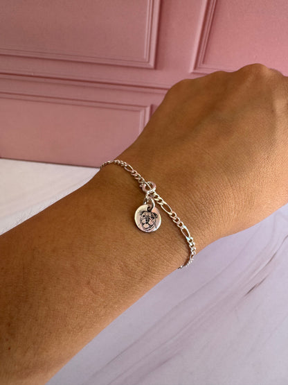 Pulsera Mascota Plata .925 Ajustable - Huellita Grabada para Amantes de Mascotas