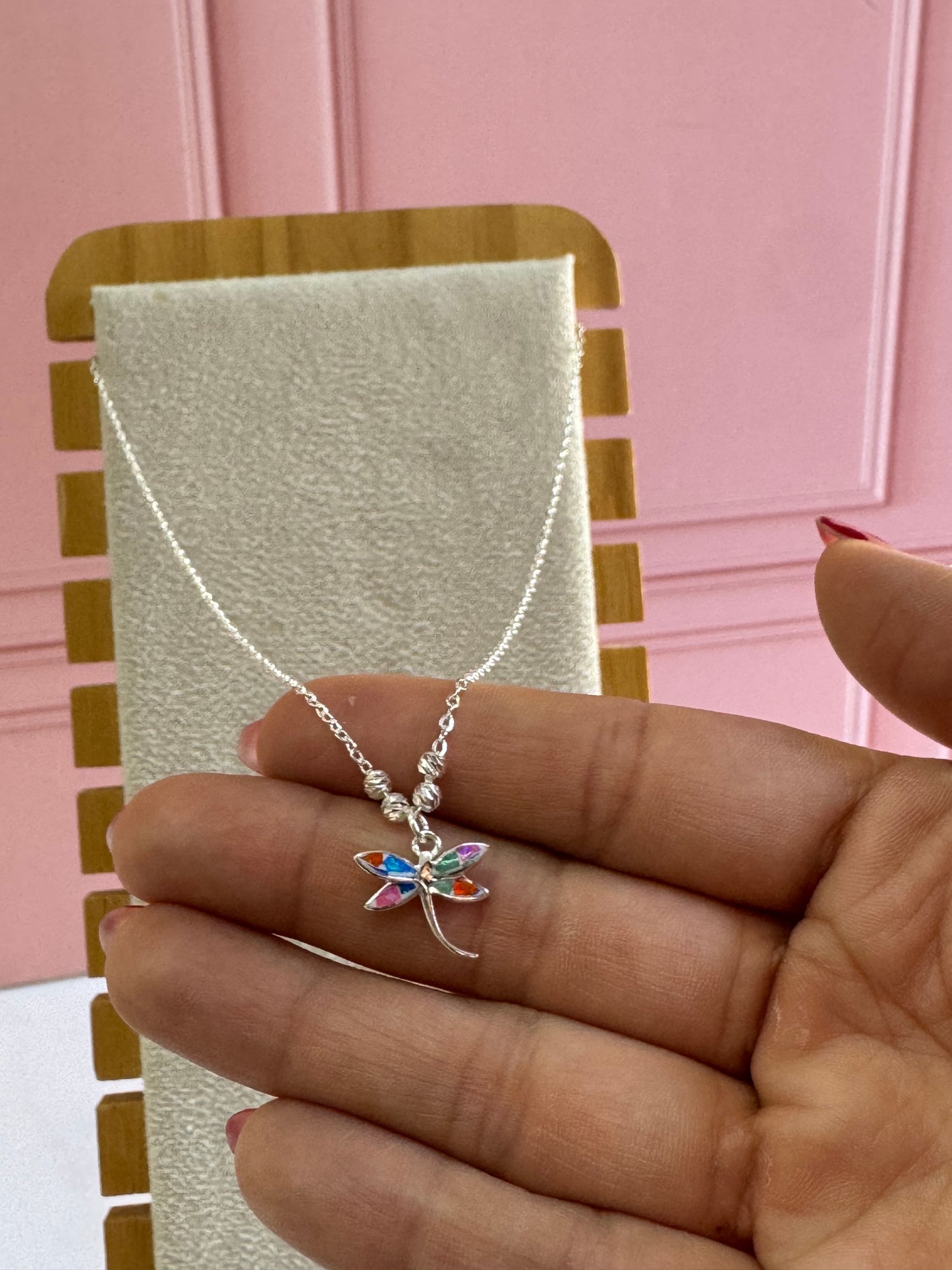 Collar Libélula Opalina de Plata 925 - Transformación y Libertad | Romina Joyería