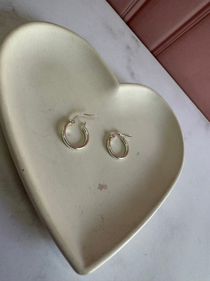 Aretes Aros Lisos 2.5x1.5 Plata .925 - 1.5cm Diámetro