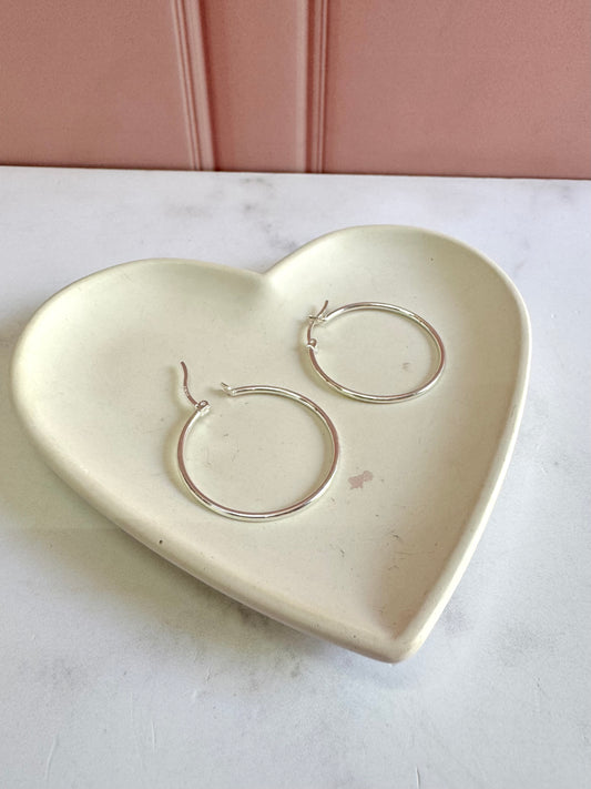 Aretes Aros Lisos 2x3 Plata .925 - 3cm Diámetro