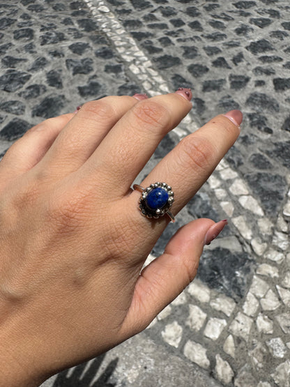 Anillo Lapislazuli Flor Bolitas | Myanmar · Plata .925 – Romina Joyería
