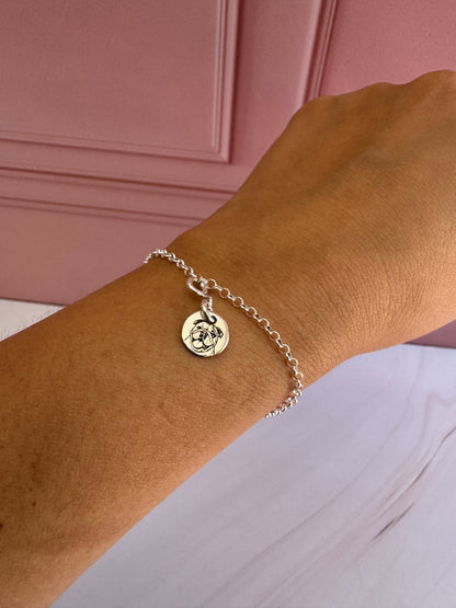 Pulsera Mascota Plata .925 Ajustable - Huellita Grabada para Amantes de Mascotas