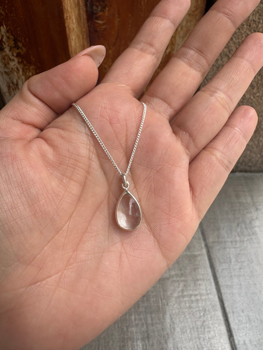 Collar Cuarzo Blanco Natural Gota | Plata .925