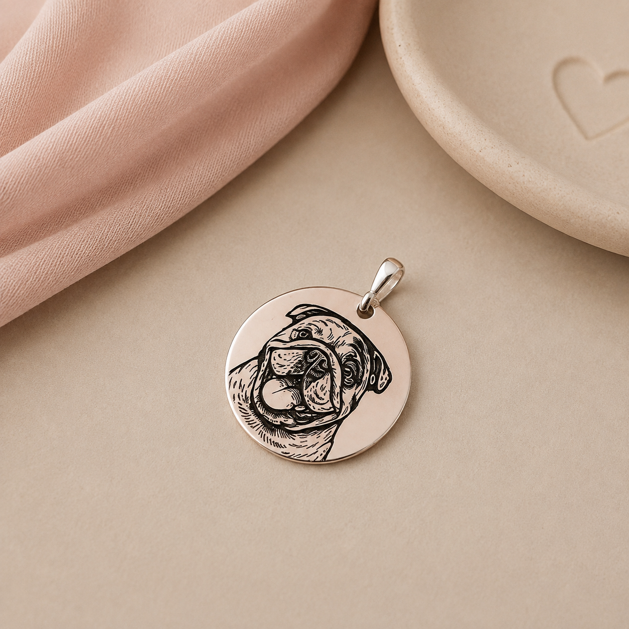 Dije Plaquita Personalizada Mascota 2cm con Foto | Plata .925 – Romina Joyería