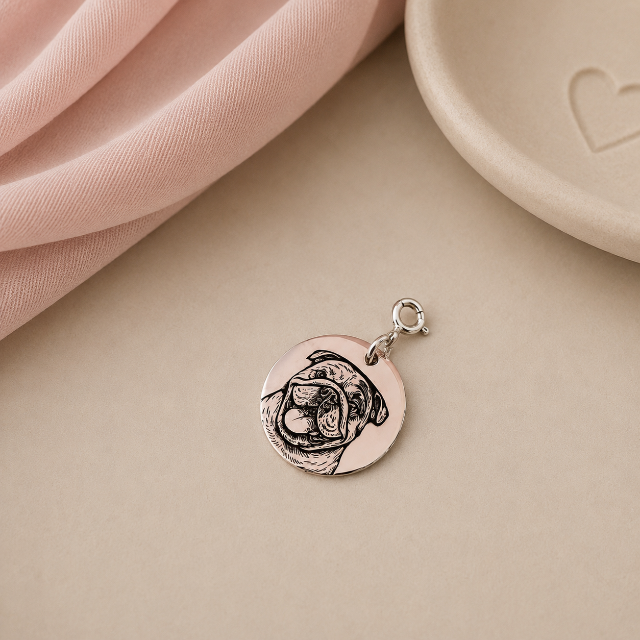 Dije Plaquita Personalizada Mascota 2cm con Foto | Plata .925 – Romina Joyería