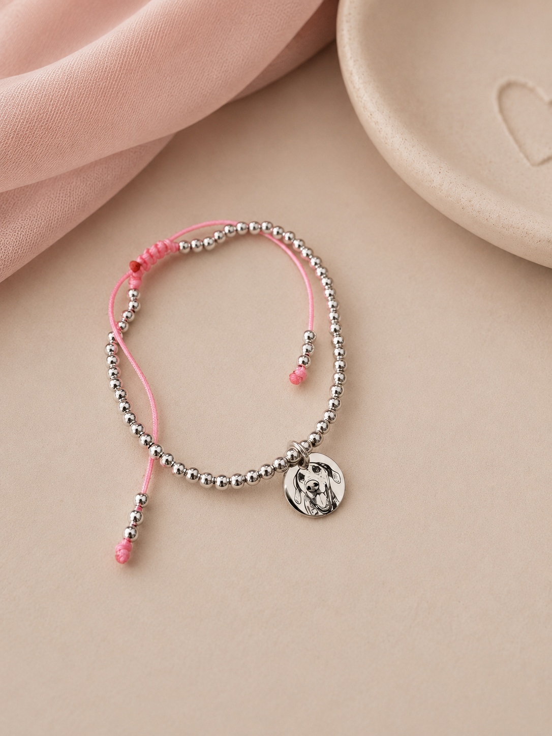 Pulsera Bolitas con Plaquita Personalizada Mascota | Plata .925 – Romina Joyería