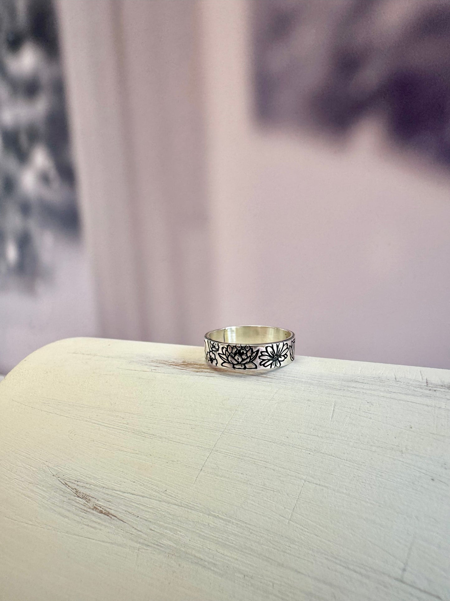 Anillo Flores Familia Personalizado Plata .925 - Flores de Nacimiento