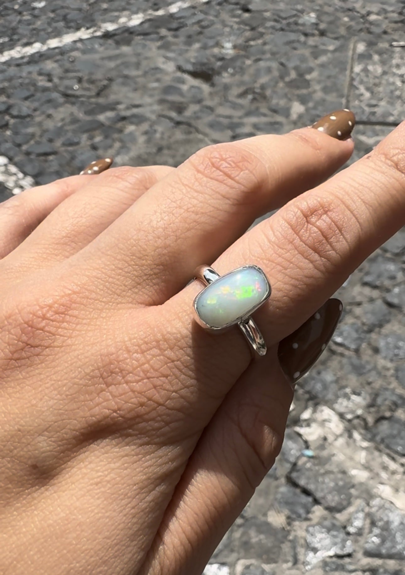 Anillo Ópalo Rectangular