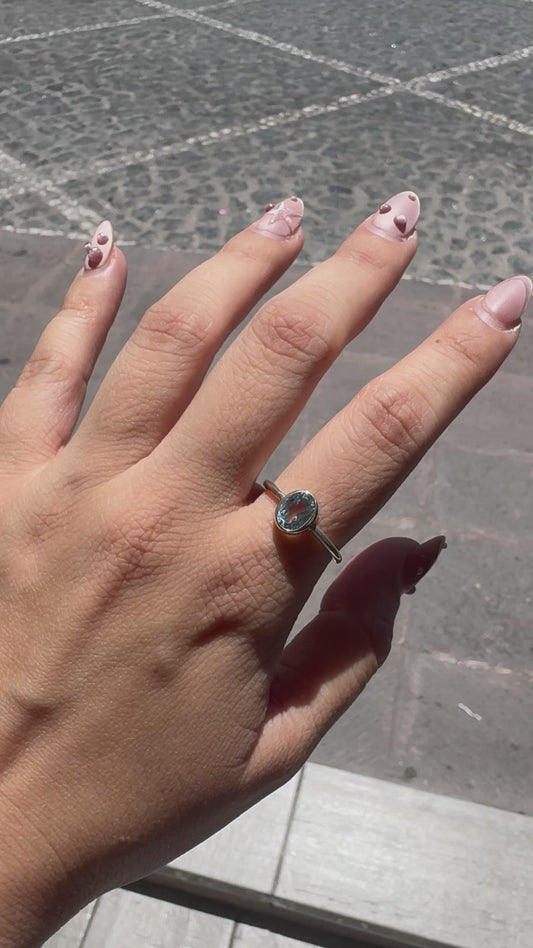 Anillo Topacio Azul Natural Corte Oval | Plata .925 – Romina Joyería