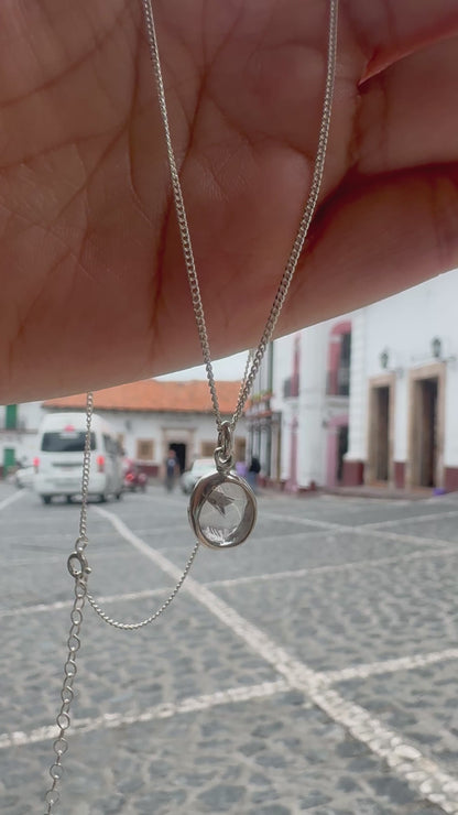 Collar Cuarzo Blanco Natural Ovalado | Plata .925