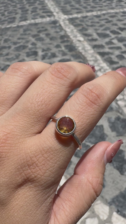 Anillo Cuarzo Citrino Corte Princesa Biselado | Plata .925 – Romina Joyería