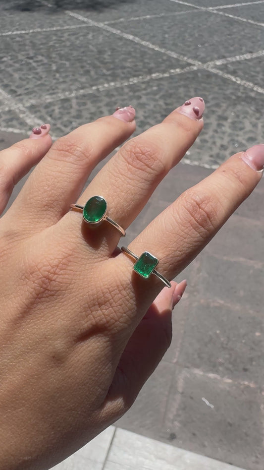 Anillo Esmeralda Natural de Brasil | Plata .925 – Romina Joyería