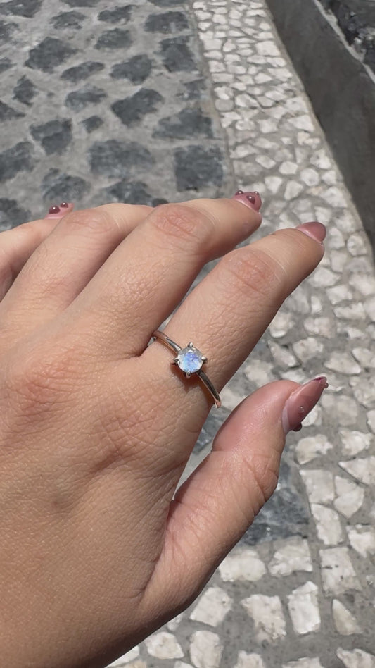 Anillo Piedra Luna Natural Facetada | Plata .925 – Romina Joyería